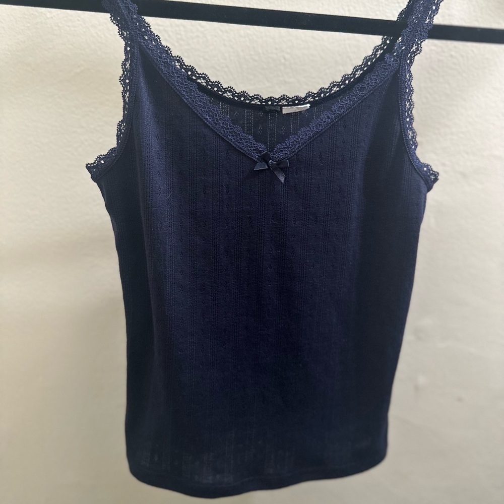 dark blue lace tank top